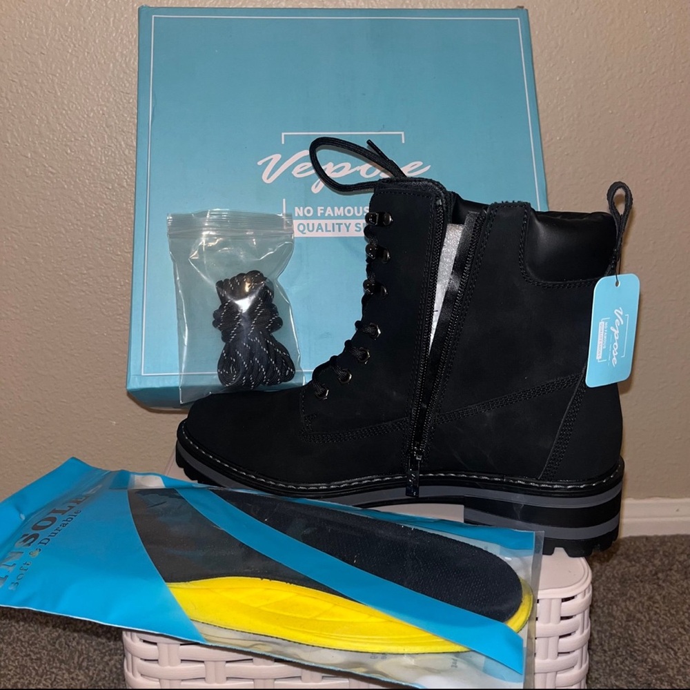 Black Combat Boots with Accessories